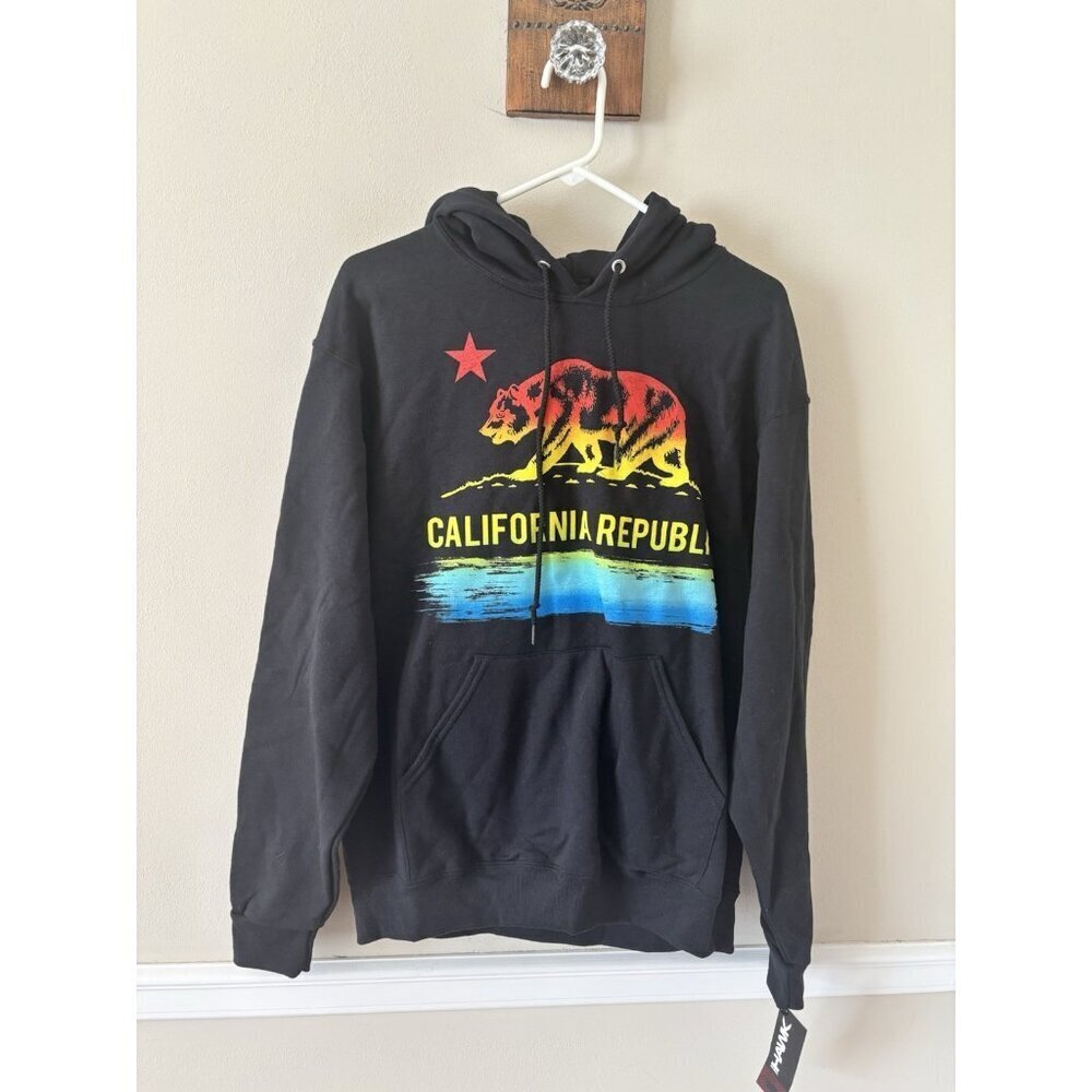 NWT Tony Hawk Mens Size M Black Hooded Sweatshirt California Republic